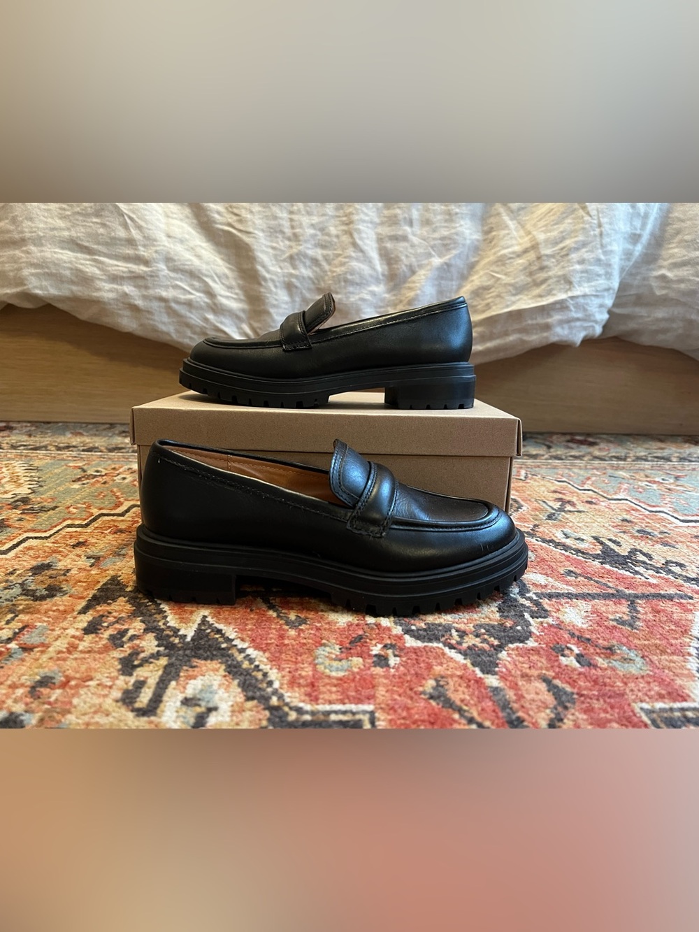Madewell Black Lug Sole Penny Loafers